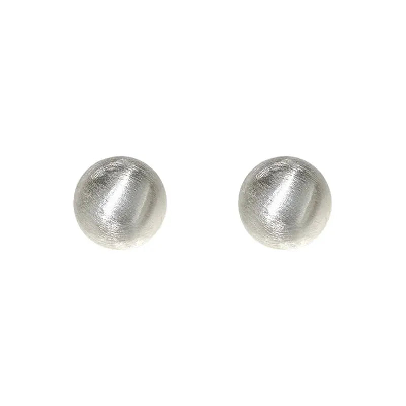 Two silver brushed metal stud earrings for women, fashion accessory