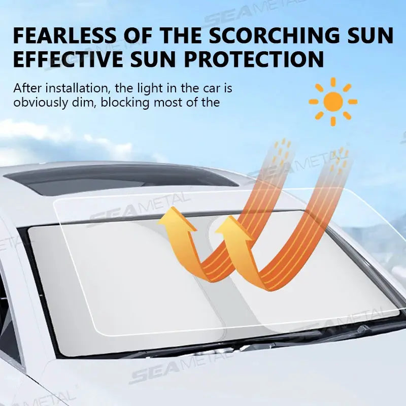 BLALION car windshield sun shade by Simples Market, foldable UV-blocking visor shield for windows.