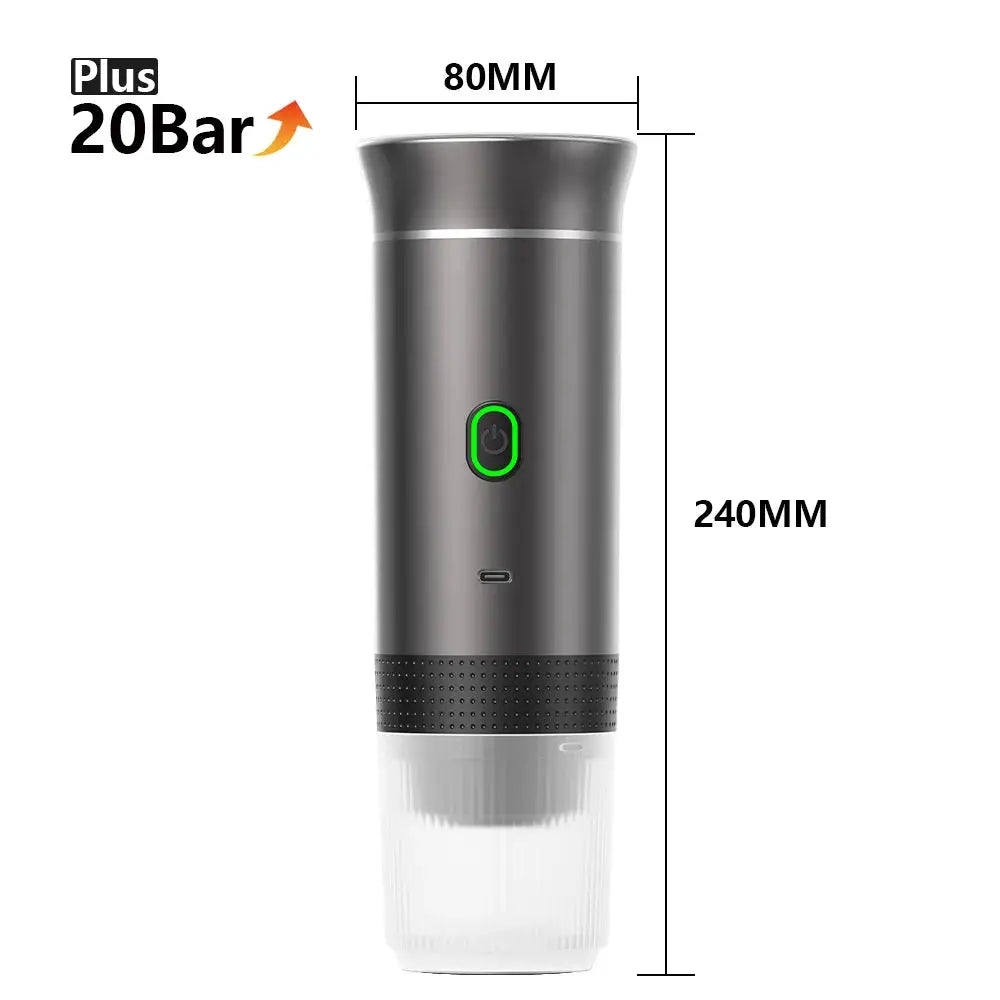 DENOKIN Wireless Electric Portable Espresso Coffee Machine for Car Home Camping 3 In 1 Capsule Powder Maker
