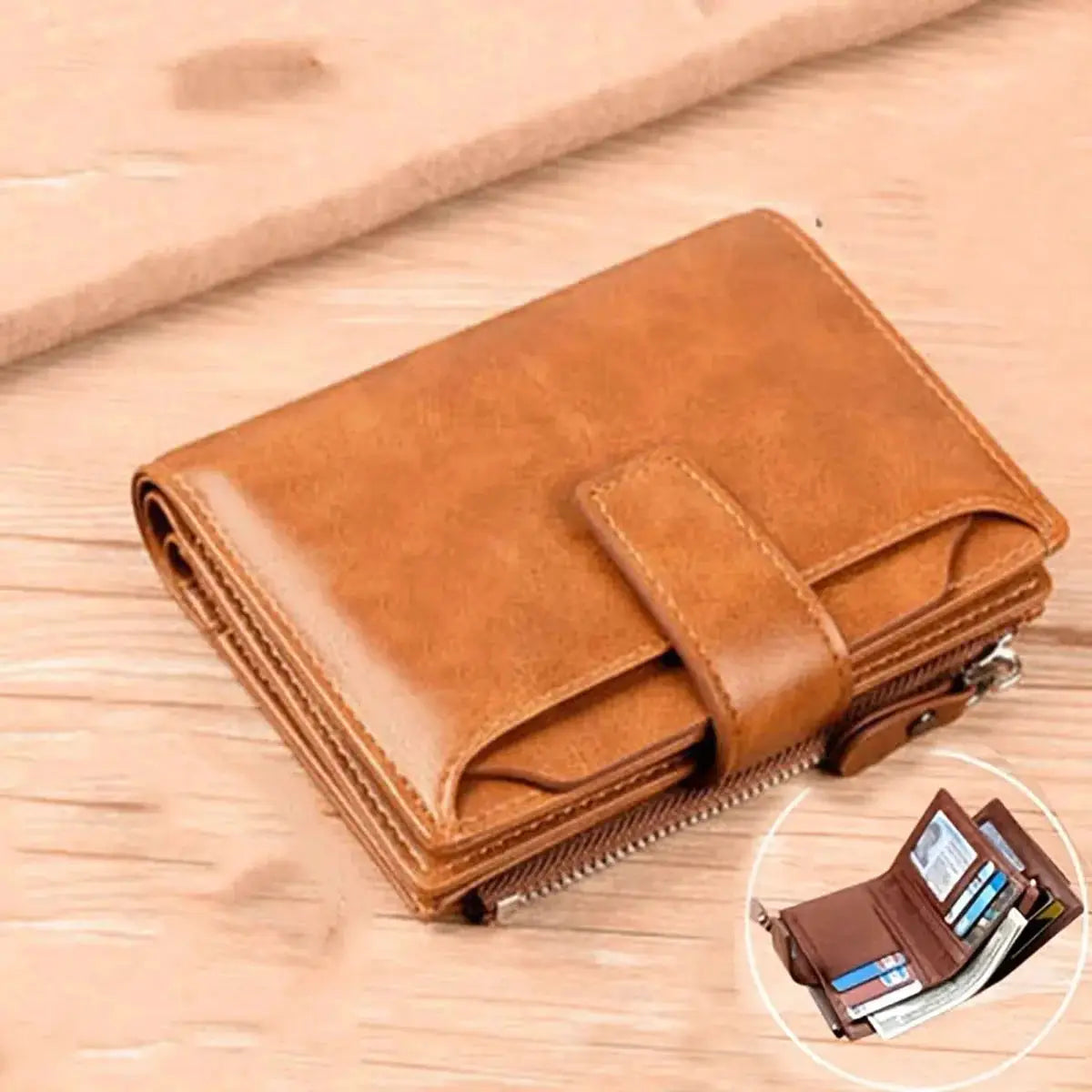 SecureGuard Men RFID Leather Wallet Pro With Zippered Coin Purse And Anti Theft Protection