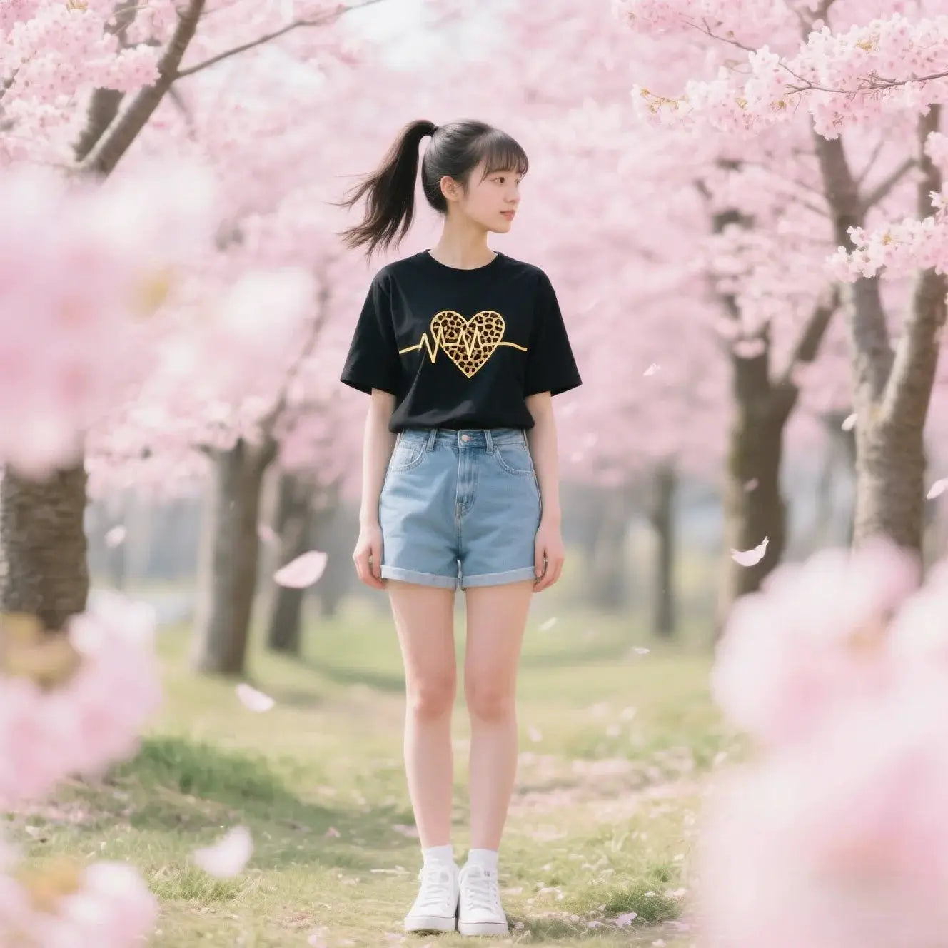 Womens Summer T Shirt Leopard Print and Heartbeat Pattern Short Sleeve Tee for Everyday Comfort and Style