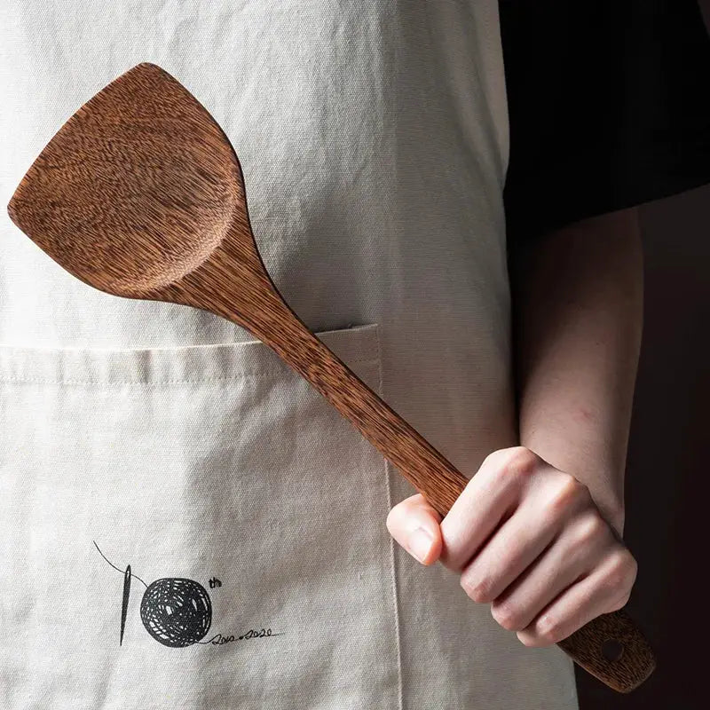 EcoWood Kitchen Utensils Set With Wooden Handles Nonstick Durable Scratch Resistant And Odor Free