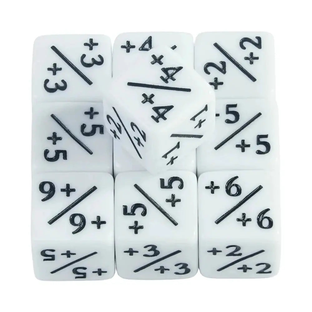 Ten Piece D6 Dice Counters Set With Plus One And Minus One Marks For Math Teaching And Card Game Accessories