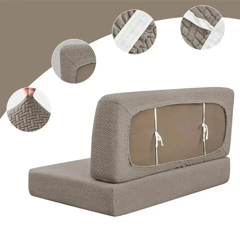 Simples Market 2-pack polar fleece RV dinette cushion covers; taupe stretch booth seat and backrest set.