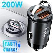 100W 200W QC3 PD Car Charger 12 To 24V USB Type C Fast Charger For Xiaomi Samsung Huawei iPhone