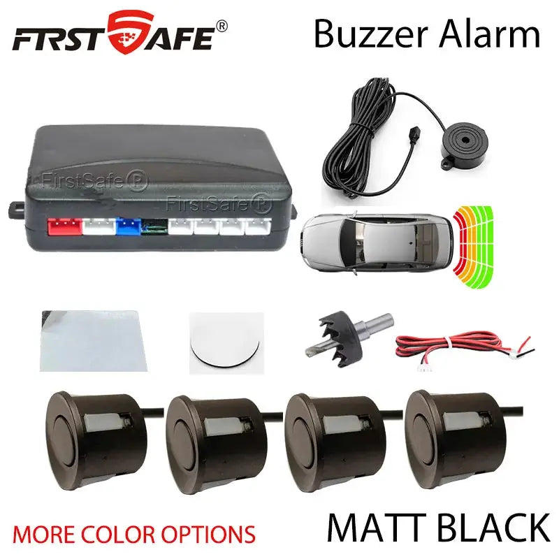 FirstSafe parking sensor kit with 4 sensors, buzzer, 12V, matte black