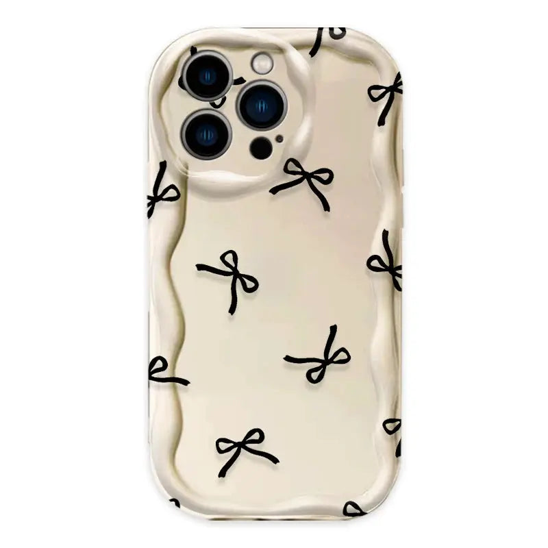 CharmGuard Black Bowknot Heart IPhone Case Silicone Shockproof With Soft Grip For IPhone Models