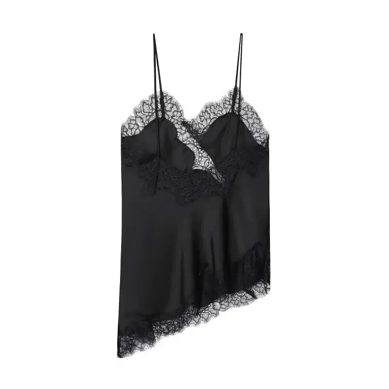 Mujer Black Lace Camisole Top Backless Sleeveless Summer Women Beach Top With Delicate Lace