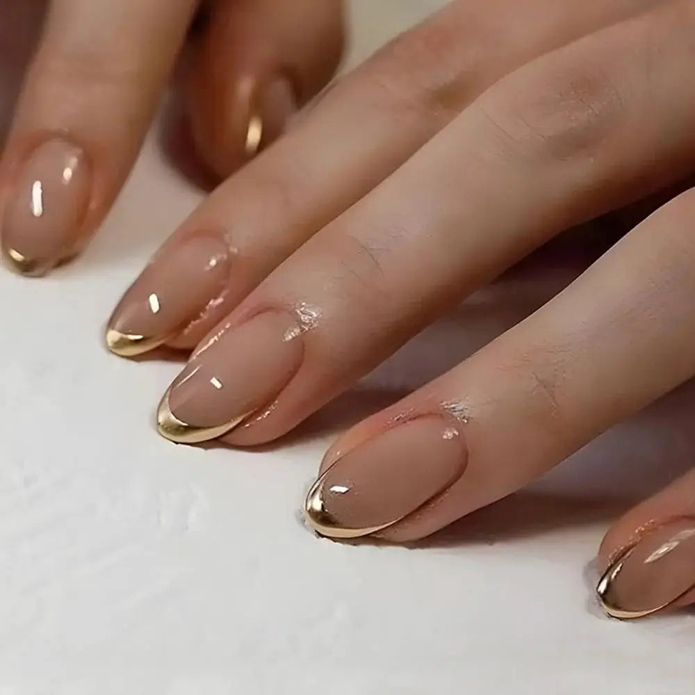 AuraNails 24Pcs Short Oval Blush Pink Press On Nails Full Coverage Acrylic Tips With Glue Included