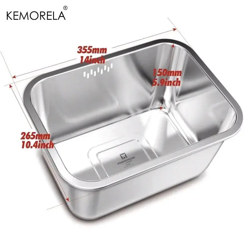 Portable 10L Stainless Steel Washing Up Bowl Dishpan for Kitchen Sink Multipurpose Vegetable Rinsing