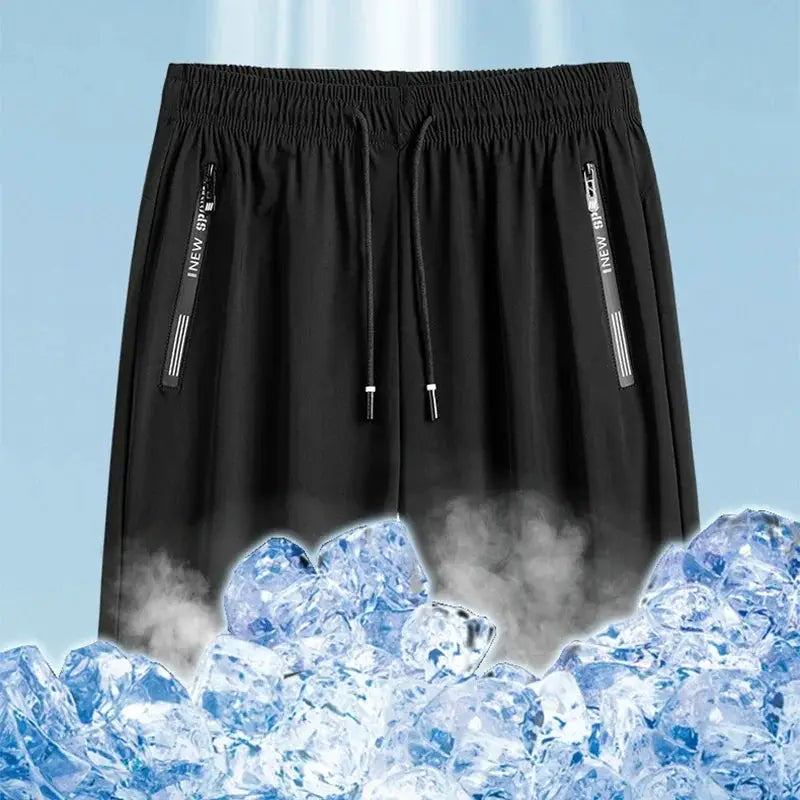 Men's plus-size black gym shorts by Simples Market with drawstring and zip pockets; quick-dry fabric; 6XL–7XL