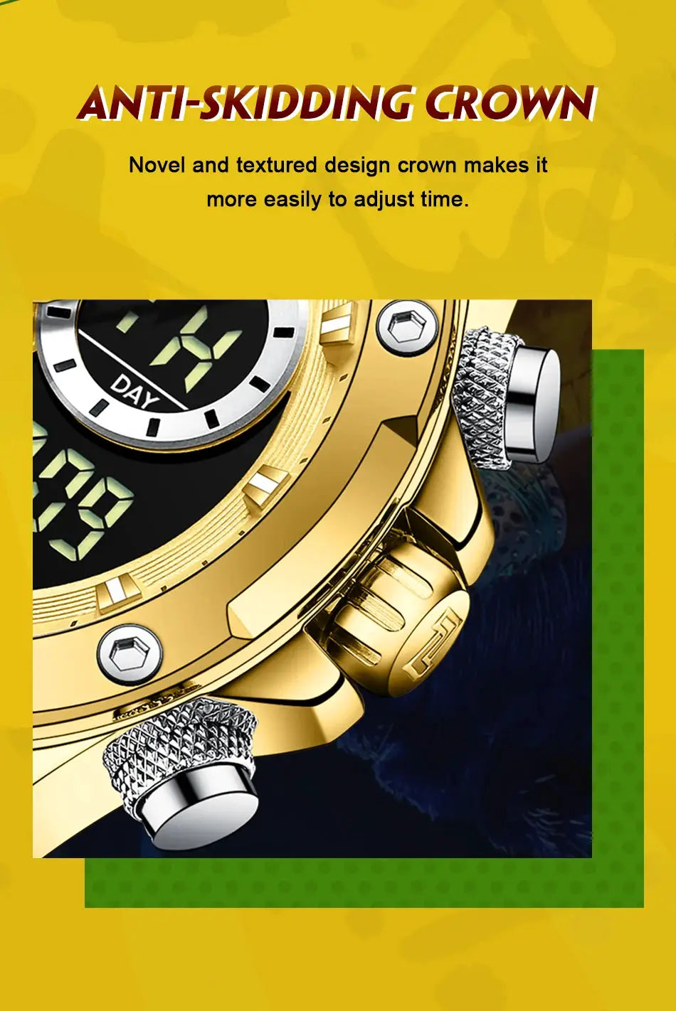 NAVIFORCE gold-tone men's chronograph wristwatch by Simples Market with digital display