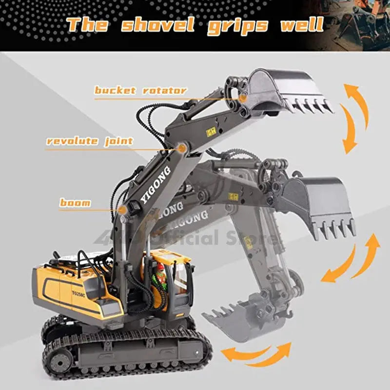 4WD Remote Control Excavator And Bulldozer Set 4x4 Alloy Dump Truck RC Car Construction Vehicle Toy For Kids