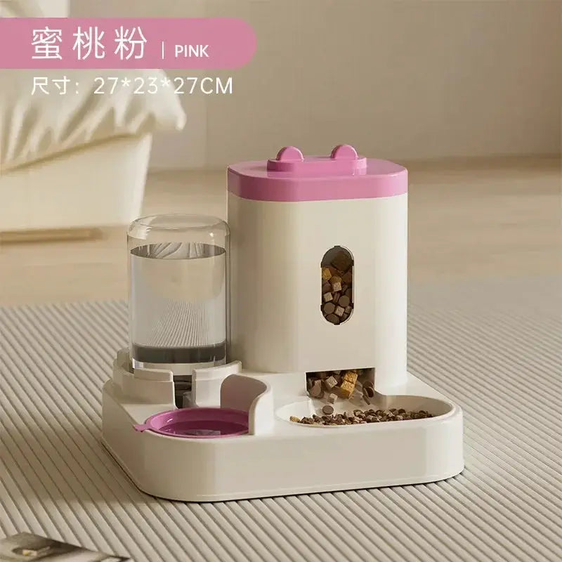 Automatic Pet Feeder For Dogs And Cats With Water Fountain Large Capacity Non Electric Gravity Dispenser