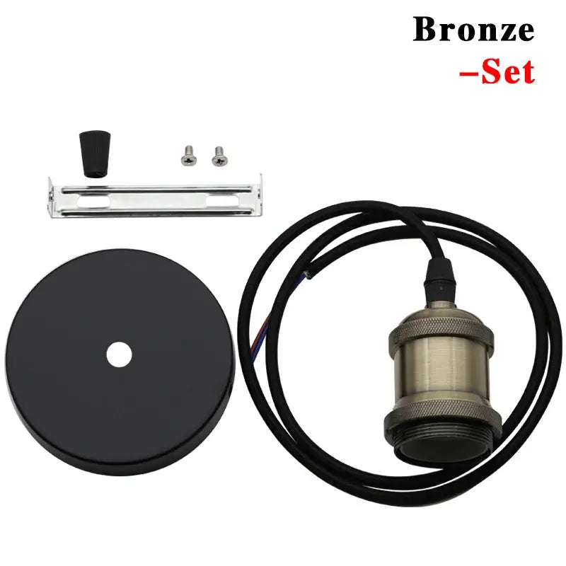 Simples Market bronze aluminum pendant light kit with E27 socket, canopy and mounting hardware