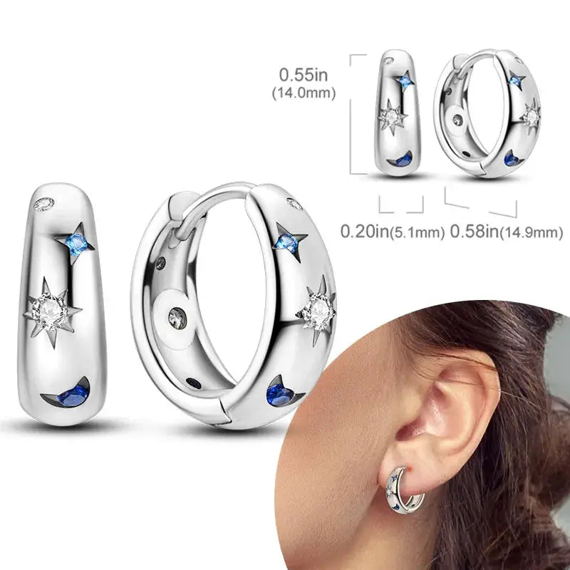 925 Sterling Silver Hoop Earrings Hypoallergenic Zirconia Hoops For Women Girls High Quality Fashion Jewelry