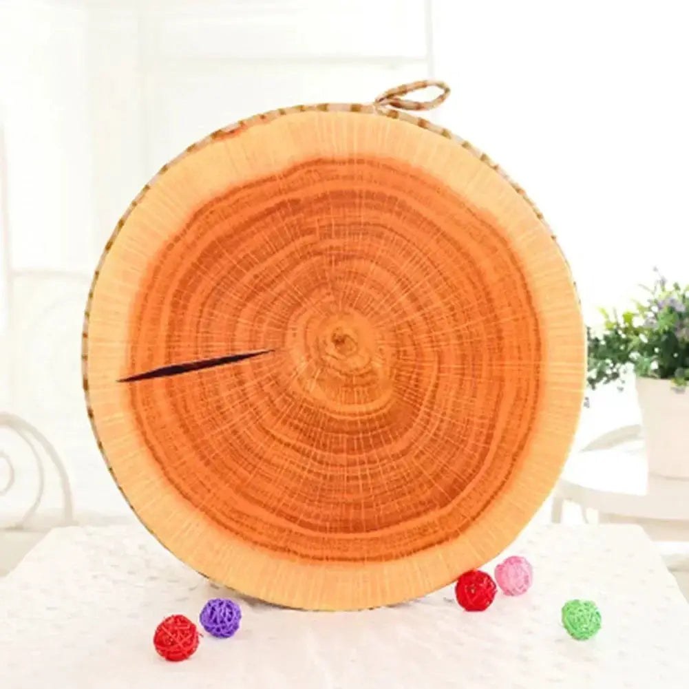 Simples Market round wood-slice pillow with tree-ring design for sofa and living room decor