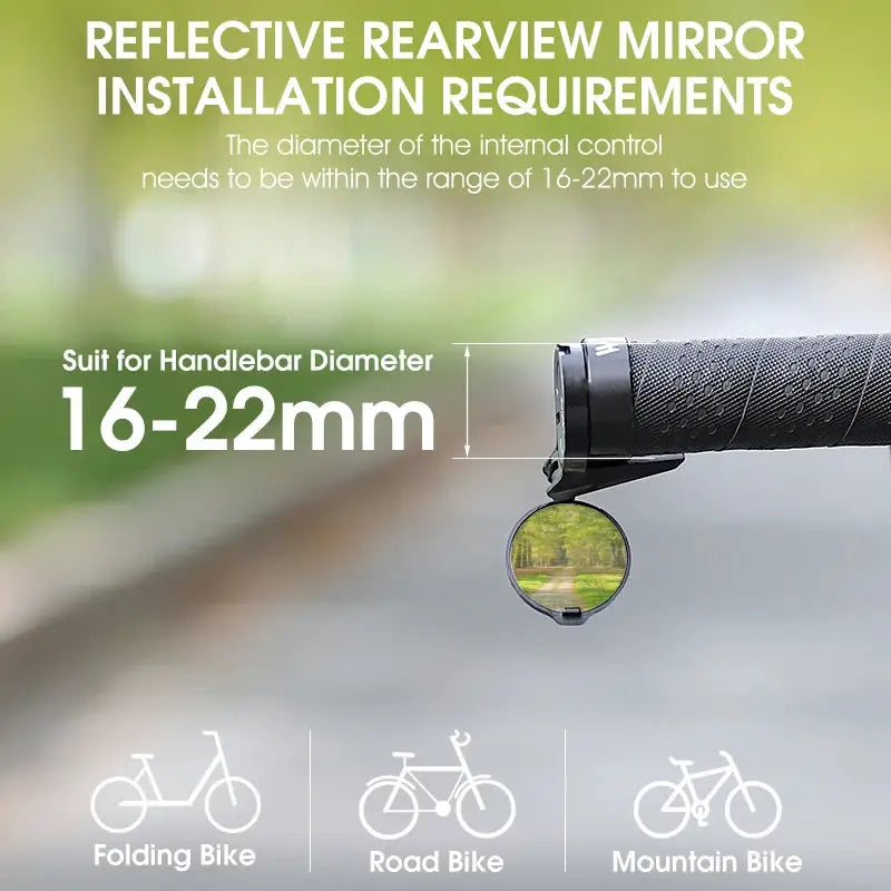 West Biking Universal Bike Rearview Mirror Adjustable Convex Mirror Rotating Handlebar End MTB Road Bike Accessory
