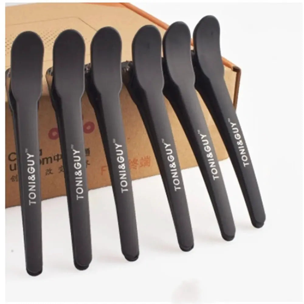 ProHair Salon Alligator Clips 12 Pack Durable Black Plastic Hair Sectioning Clips for Braiding and Styling