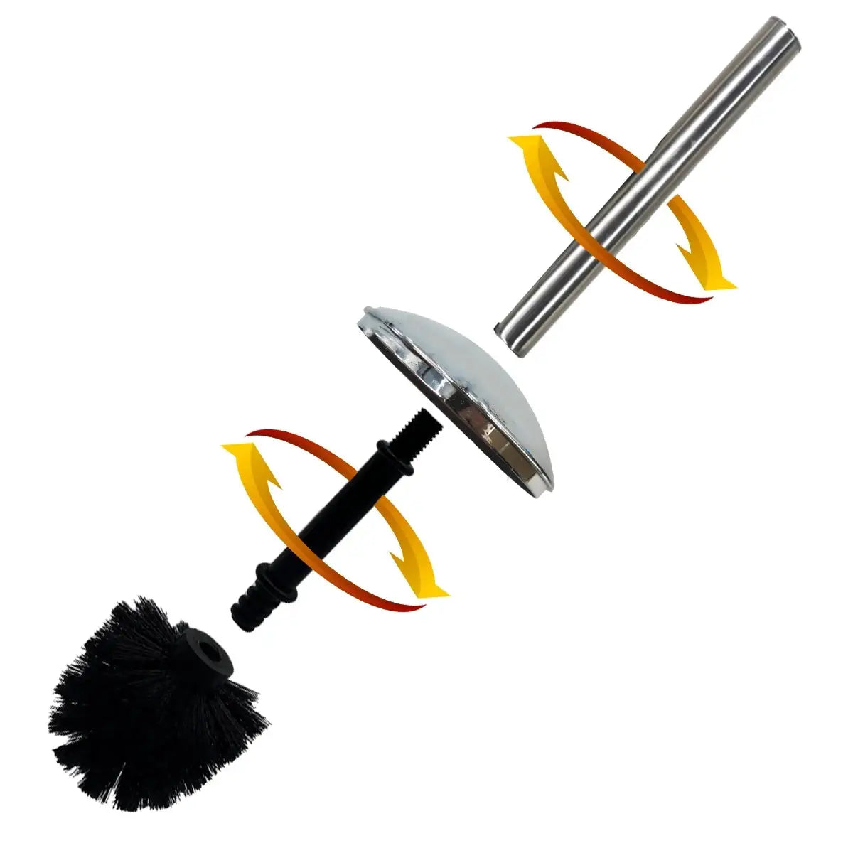 Bathroom set by Simples Market: chrome toilet brush with black bristles and matching metal accessories (4/6pcs)