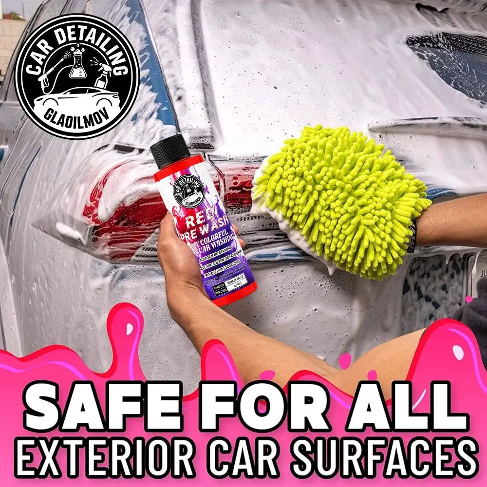 Colored car pre-wash solution by Simples Market bottle with red cap for high-concentration foam car washing