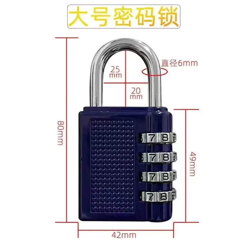 Simples Market 4-digit zinc alloy padlock, black weatherproof luggage lock with four-number dials