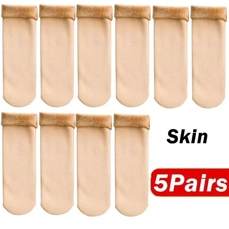 CozyNest Women Winter Thickened Short Socks Velvet Nylon Thermal Breathable Indoor Outdoor Cozy Warmth All Day Comfort