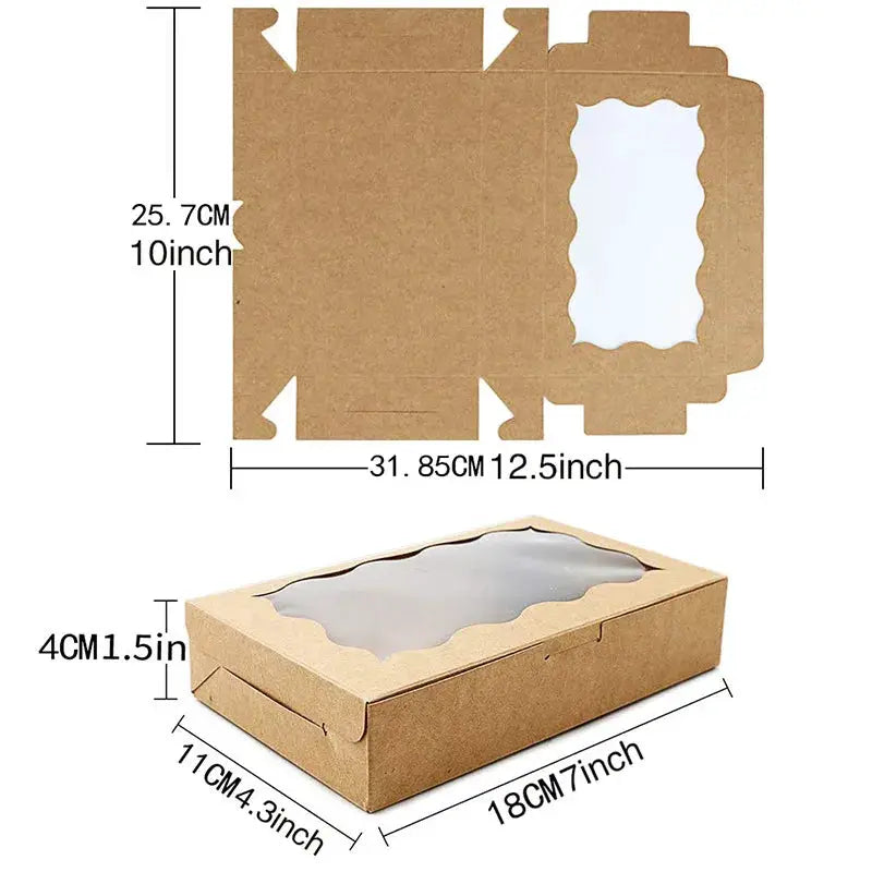 Kraft Paper Cake And Candy Boxes With Open Window Rectangle Gift Boxes For Wedding Jewelry Chocolates Packaging