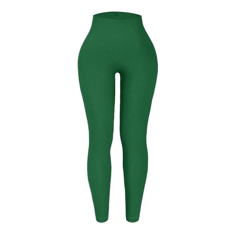 Leggings for women, green seamless knit high-waist yoga pants for workouts and running
