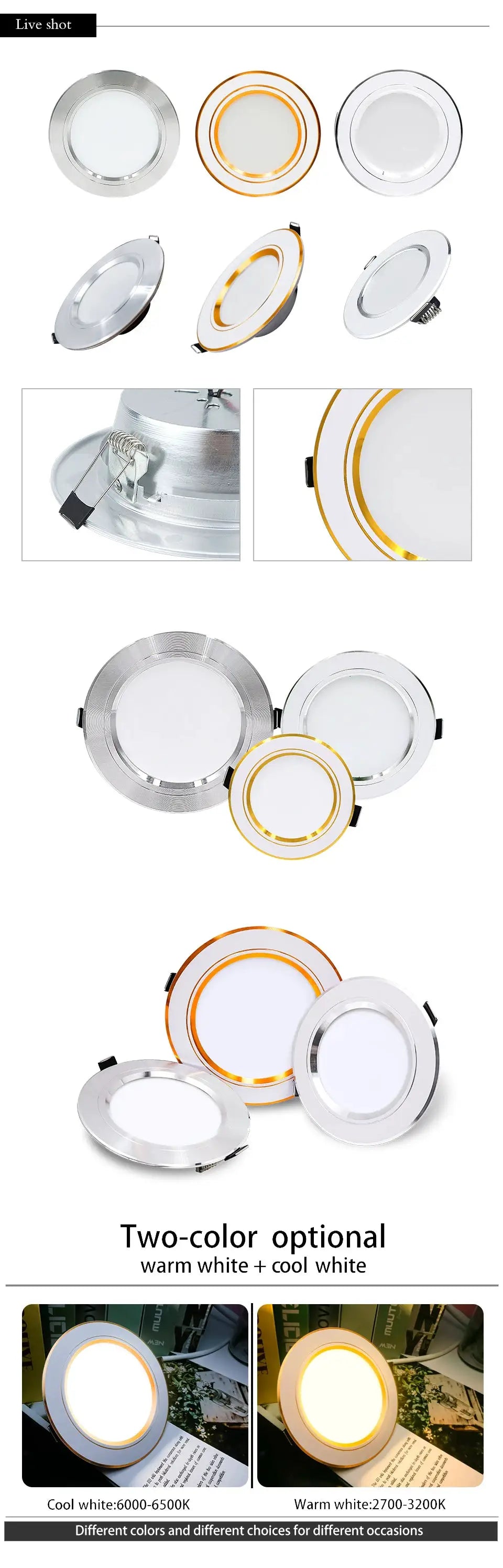 LED Downlight by Simples Market, round recessed ceiling lamp with warm white and cool white finishes (5W–18W)