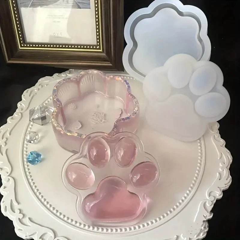 Cat Claw Storage Box Silicone Mold With Lid For DIY Crafts Candle Jar Casting Ashtray Plaster Resin Concrete Home Decor - Simples Market