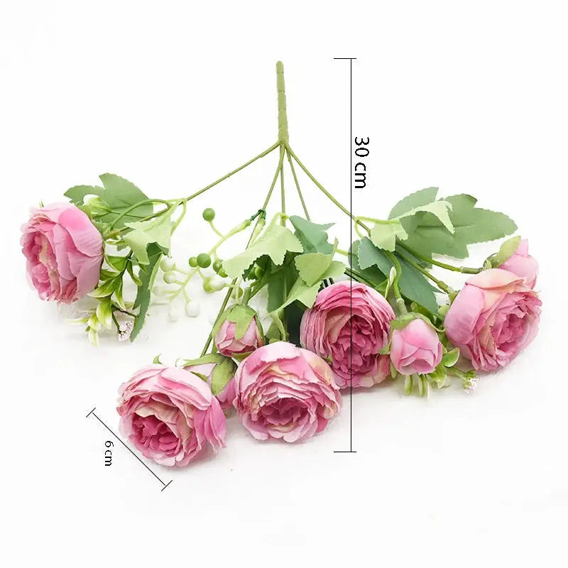 Artificial Peony Bouquet 9 Heads One Bundle for Home Decor Wedding DIY Festival Outdoor Decor Scrapbooking Bonsai Gifts