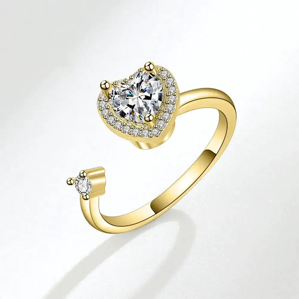 SMJEL Fidget Spinner Ring for Women Crystal Flower Eye Butterfly Animal Motifs Stress Relief Wedding Jewelry