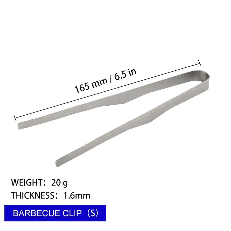Camping titanium tea cup clip, ultralight silver finish, 165 mm (6.5 in) long