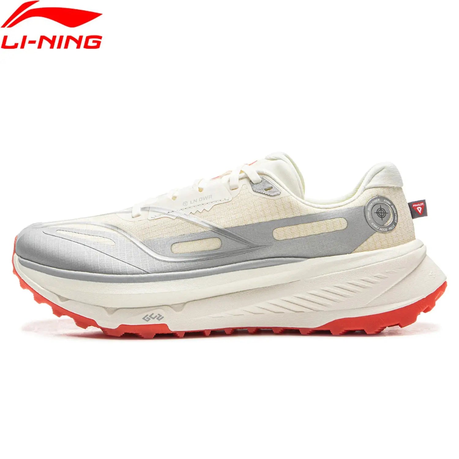 Li-Ning men's DI LU 2 trail running shoe in beige mesh upper with gray overlays