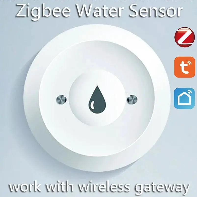 Round white Tuya Zigbee water leak sensor for Smart Life, Simples Market