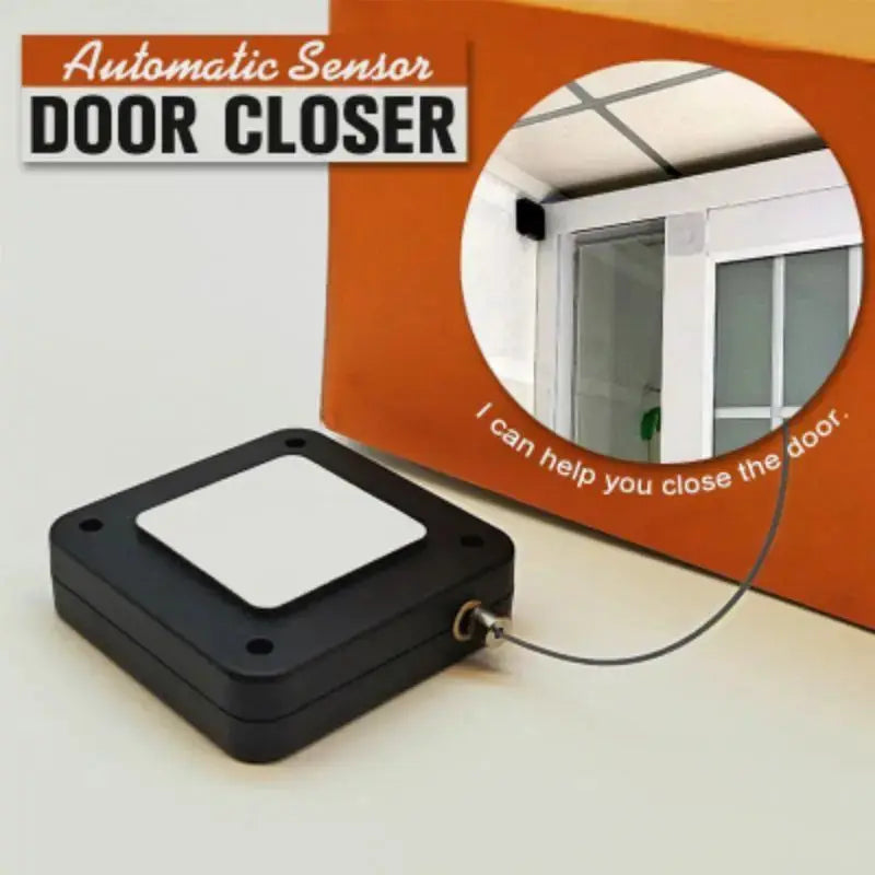 Automatic sensor door closer, punch-free surface-mount black unit with white top