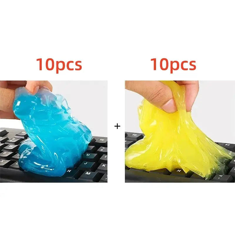 Cleaning gel dust remover kit, blue and yellow, 10pcs each for keyboard and car cleaning tools