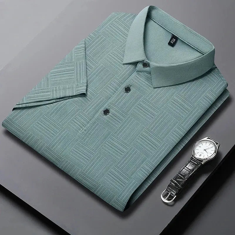 2024 Men's Printed Business Casual Short Sleeve Polo Shirt Breathable Comfortable Top For Summer