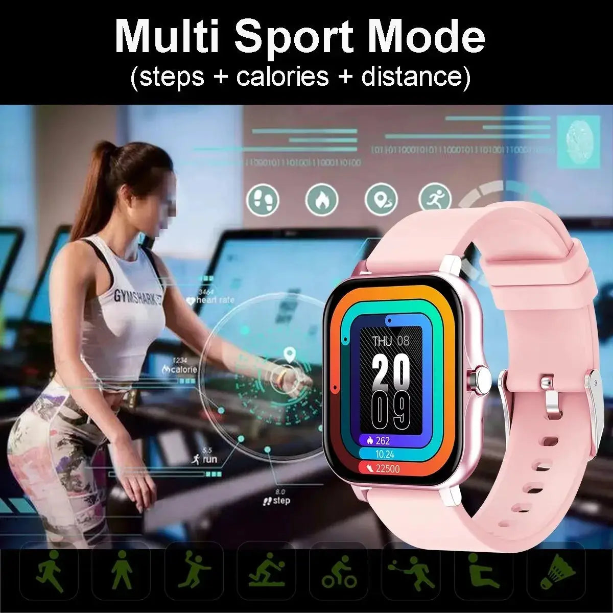PulseTech 1.83 Inch Waterproof Smartwatch With Sleep Monitoring Pedometer Calls Alerts For IPhone And Android