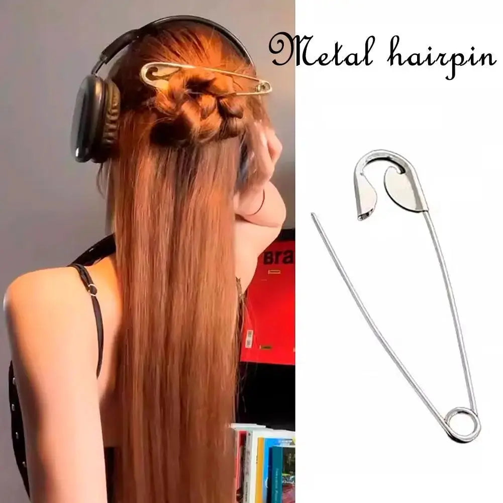 LuxeLocks Large Metal Safety Pin Hair Claw With Secure Slip Resistant Grip For All Hair Types