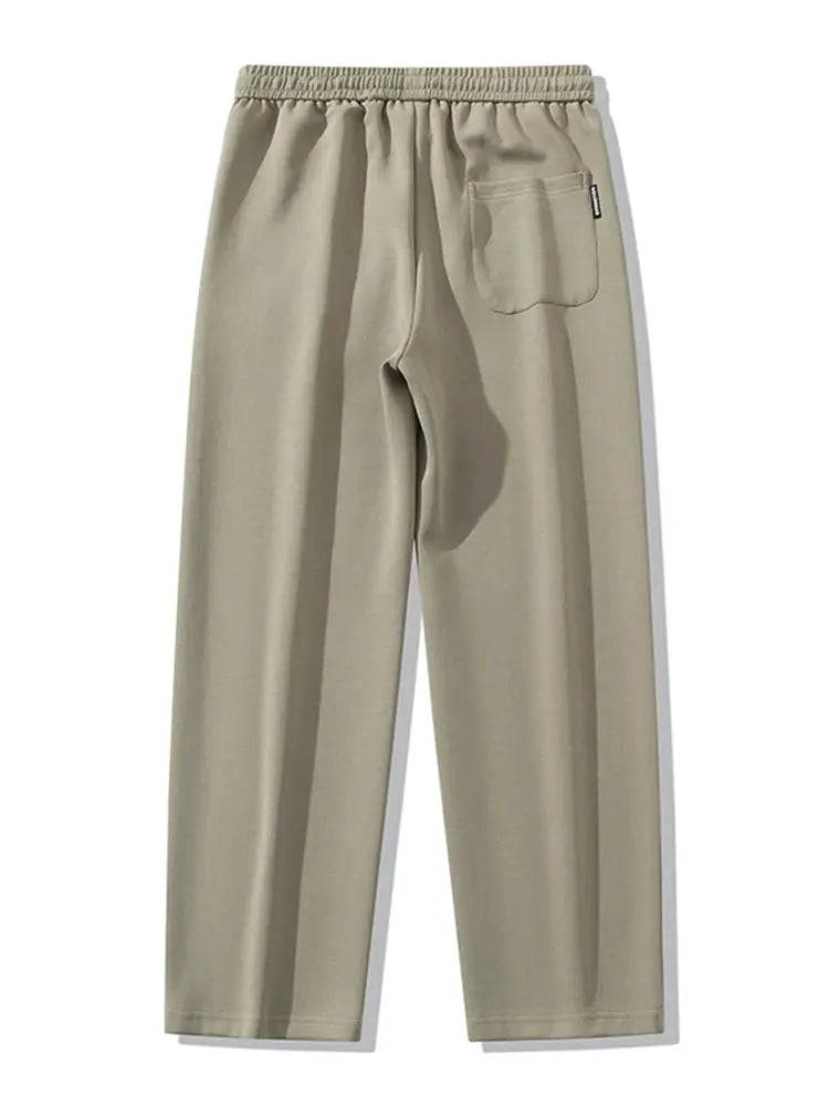 Simples Market men's wide-leg cotton track pants in khaki with elastic waistband and back pocket, size 8XL