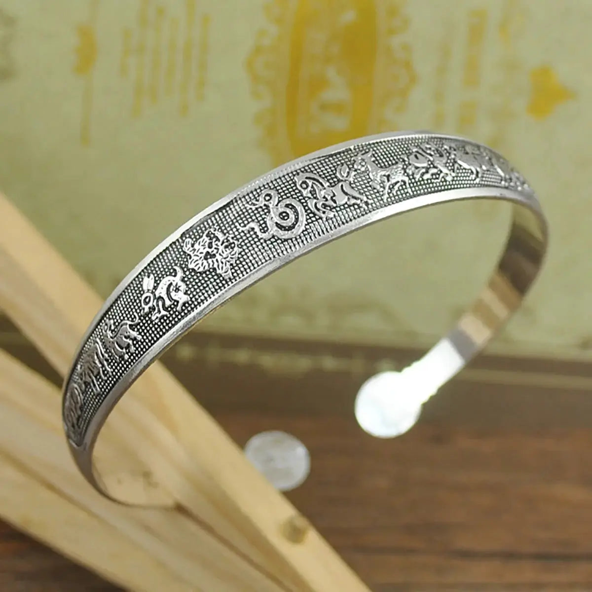 New Retro Tibetan Silver Cuff Bracelets With Carved Fish Elephant And Flower Motifs Vintage Gypsy Jewelry For Women