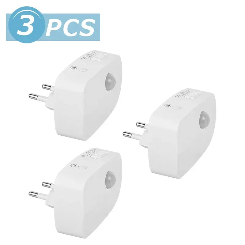 Plug-in motion sensor night lights 3-pack white LED by Simples Market for bedroom