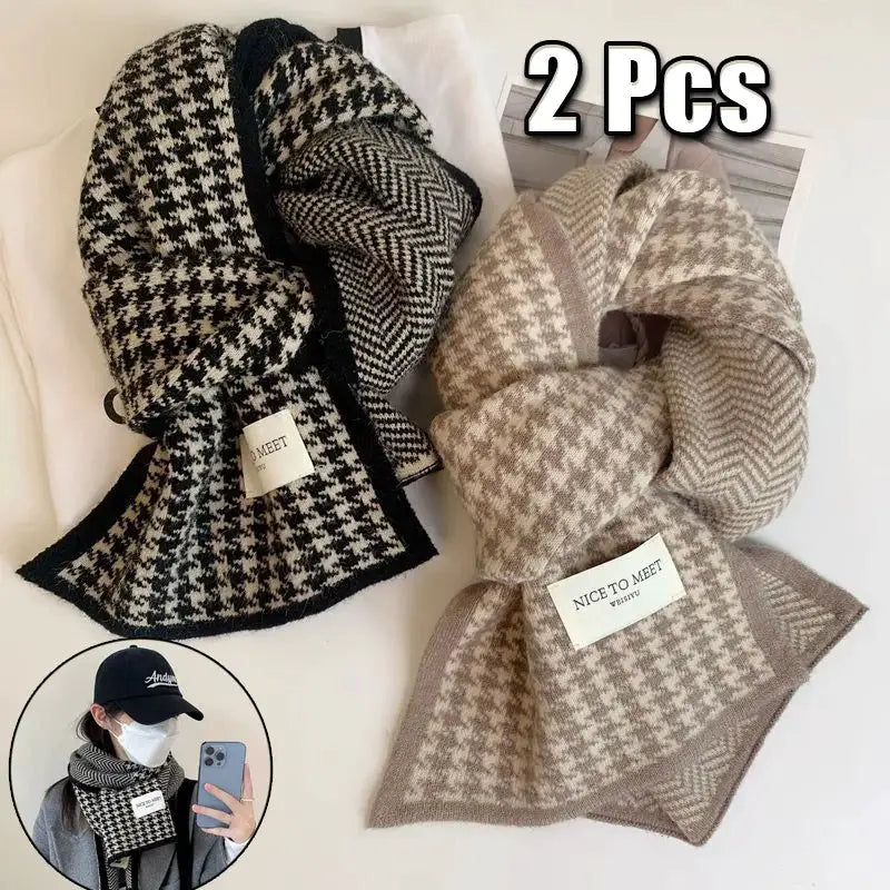 Atmosphere Double Sided Thickened Knitted Scarf Polyester Warm Winter Accessory For Students