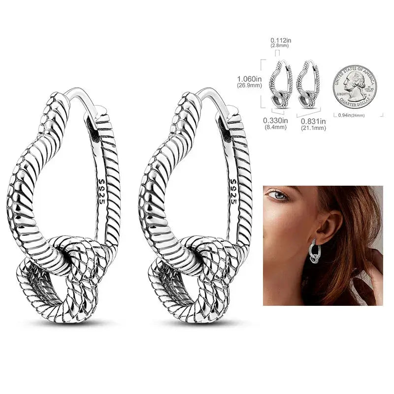 925 Silver Hoop Earrings For Women Zircon Heart Shape Star Eardrops Original Fashion Jewelry