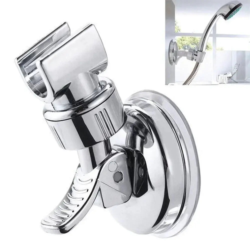 Simples Market chrome shower head holder, universal 360° adjustable with suction cup wall mount