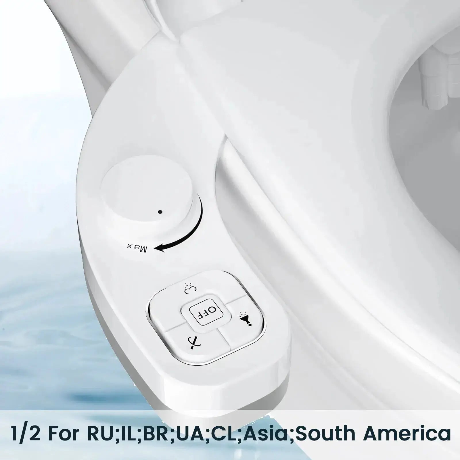 SAMODRA non-electric bidet seat attachment with dual nozzle frontal/rear wash, white.