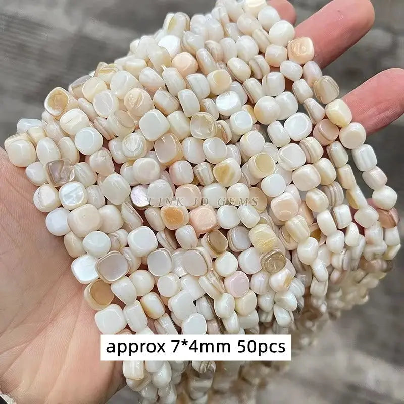 Natural shell beads, irregular smooth rounded beads, 7x4mm, 50pcs, Simples Market for jewelry making