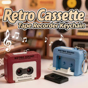 Retro Tape Recorder Keychain Mini Recording Music Box Key Ring Pendant Decompression Ornament Gift For Backpack Lovers